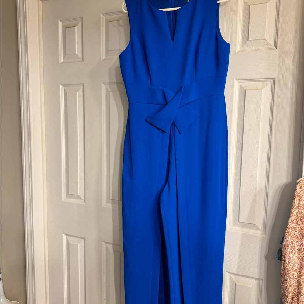 Alex Marie Blue Tie Front Sheath Dress V-neck